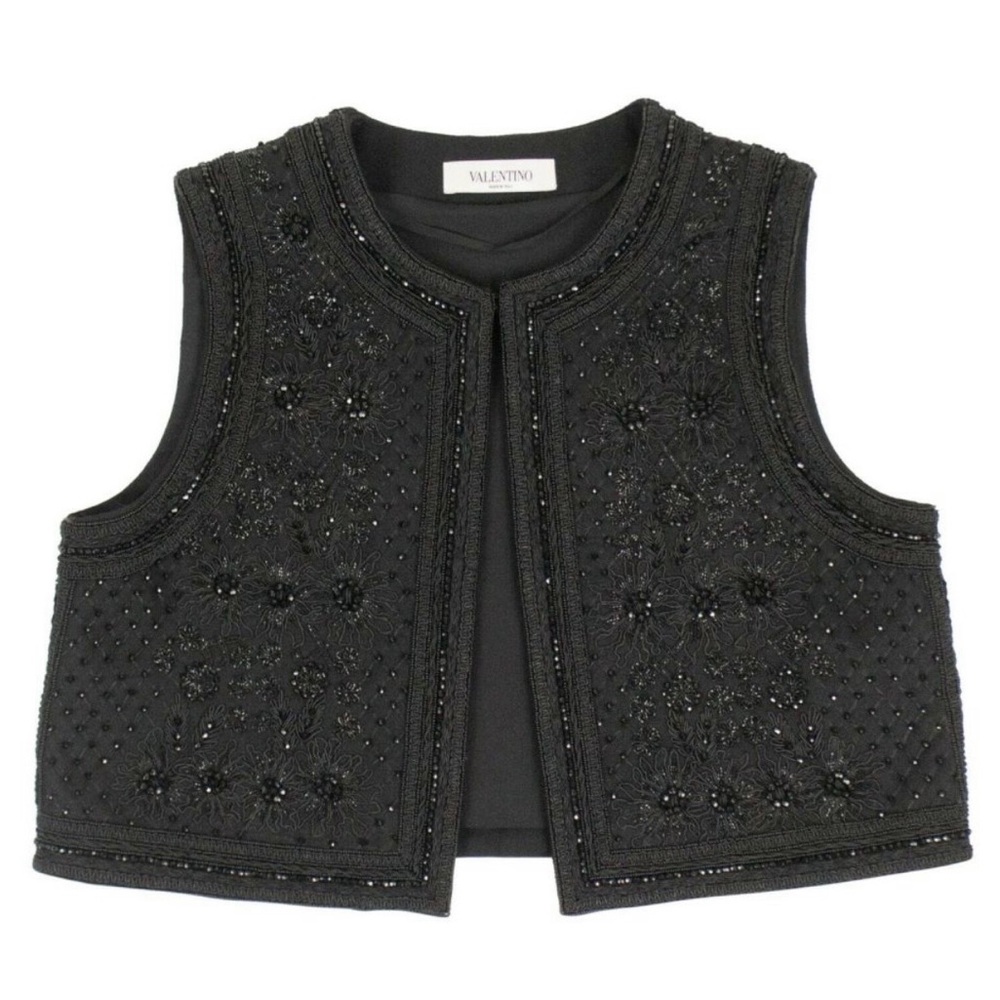 Valentino Embroidered Black Vest